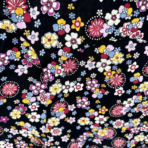 Hanna Andersson Floral Knee Length Dress Velvet Trim Shift Multicolor Small - Picture 2 of 5